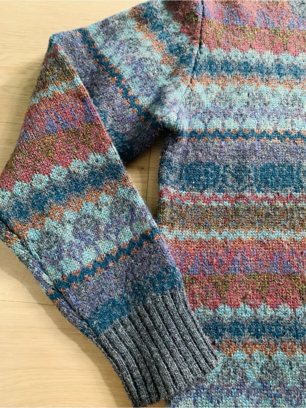 Vintage 80s Chaps Ralph Lauren 100% Shetland Wool Fair Isle Nordic Ski Sweater - Picture 6 of 11